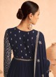 Navy Blue Georgette Zari Embroidered Anarkali Suit 9486B