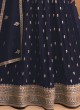 Navy Blue Georgette Zari Embroidered Anarkali Suit 9486B