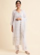 White Faux Georgette Pakistani Suit SC-019713